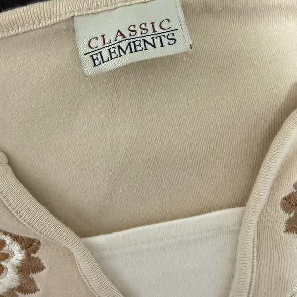 VTG Classic Elements Beige Embroidered Top 3/4 Sleeve Plus Size Grandmacore - Picture 6 of 6